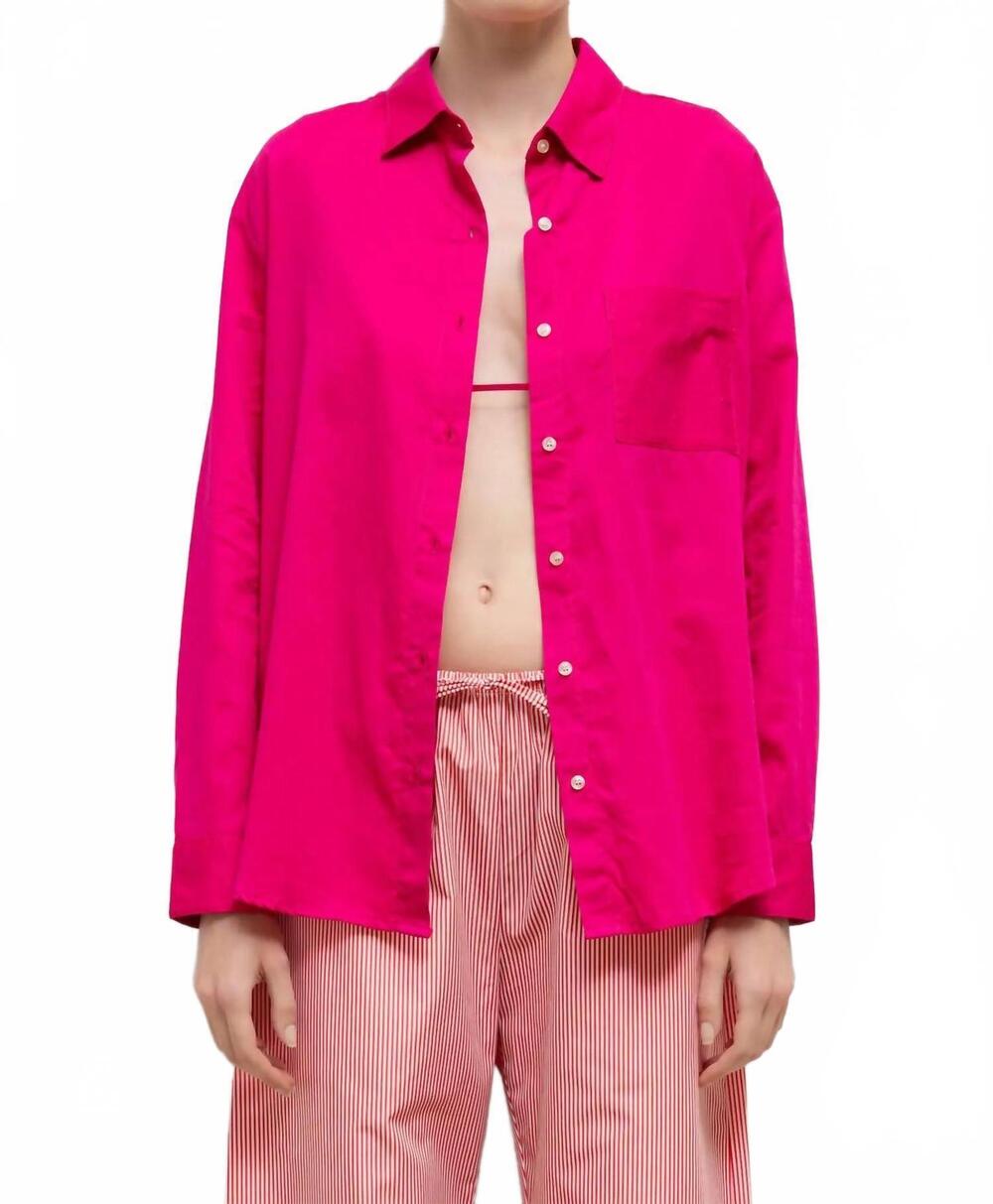 NEW LESET yoko classic button down shirt in amaranth